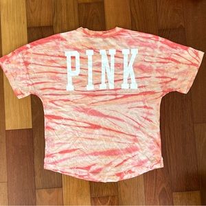 Victoria’s Secret PINK Tie Dye Short Sleeve T-shirt in Coral and Cream